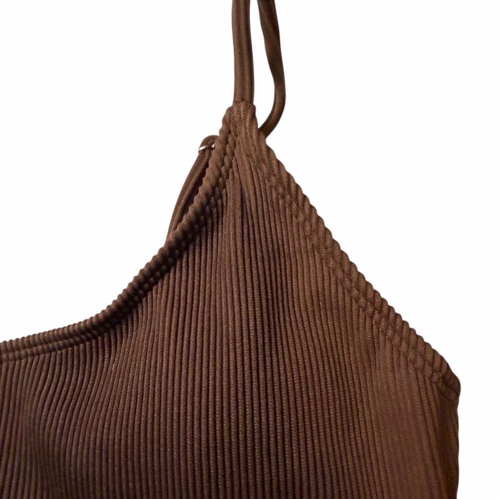 Amazon Brown Ribbed One-Piece Swimsuit - Picture 3 of 4